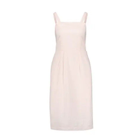 Hope And Henry Organic Searsucker Dress 10 Sheath Light Pink Knee Length - Picture 1 of 15